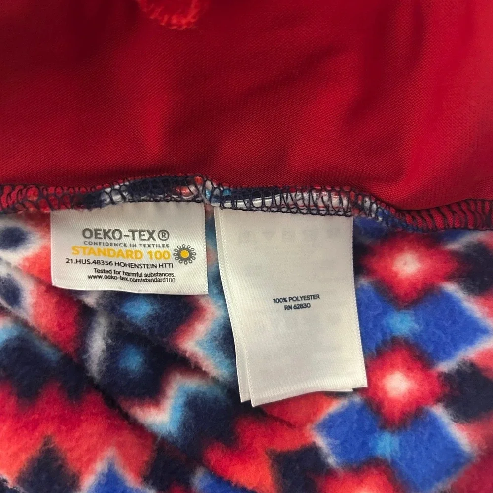 Lands End Fleece Pullover Kids S 6-8 Blue Red Fair‎ Isle Snap Neck Sweatshirt